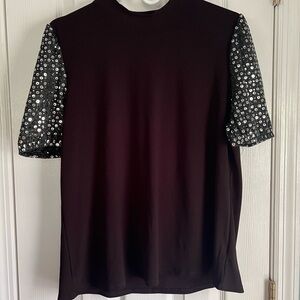 Black Sequin Boxy Short Sleeve Tee